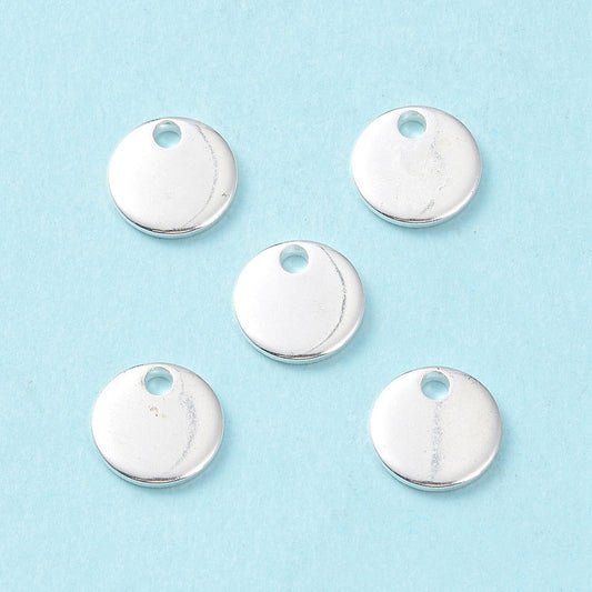 304 Stainless Steel Plain Disk or Tag Charm 7x1mm - Pack of 5