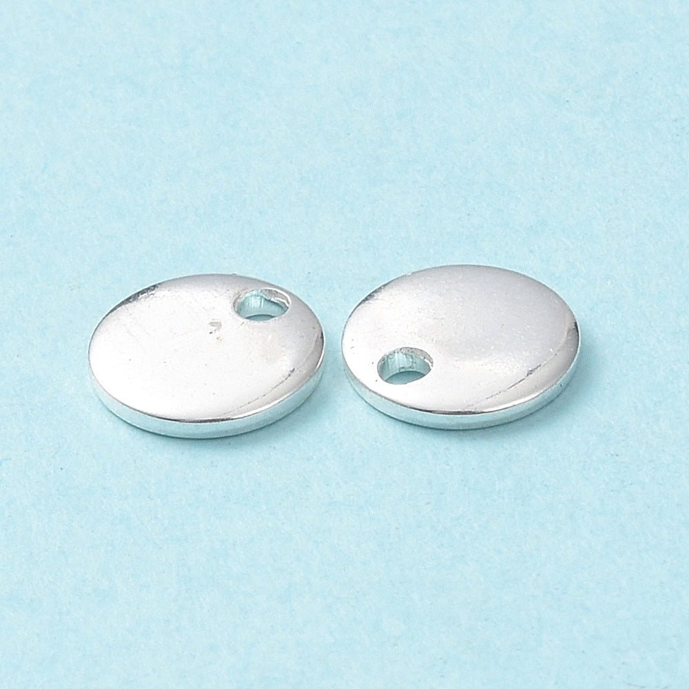 304 Stainless Steel Plain Disk or Tag Charm 7x1mm - Pack of 5