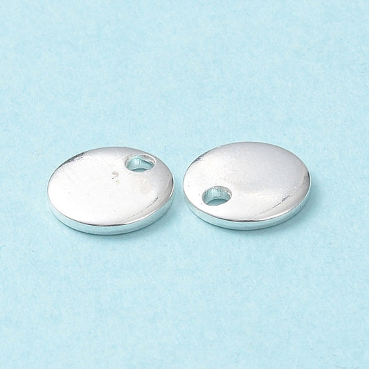 304 Stainless Steel Plain Disk or Tag Charm 7x1mm - Pack of 5