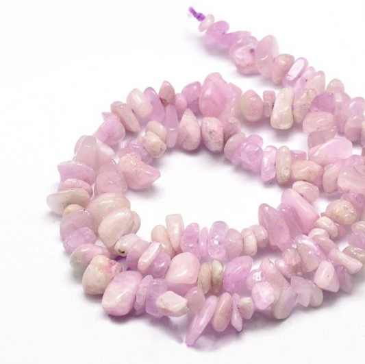 5x12mm Brazilian Kunzite Gemstone Chip Strand – 15 Inch Strand