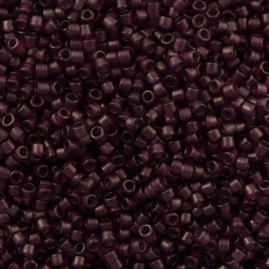 11/0 – Miyuki Delica - 5g Bag - Dyed Semi Frosted Transparent Dark Smoky Amethyst – DB0784