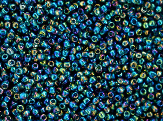 8/0 Toho Seed Beads 10g - Seed Beads 10g - Transparent Teal Rainbow 167DB