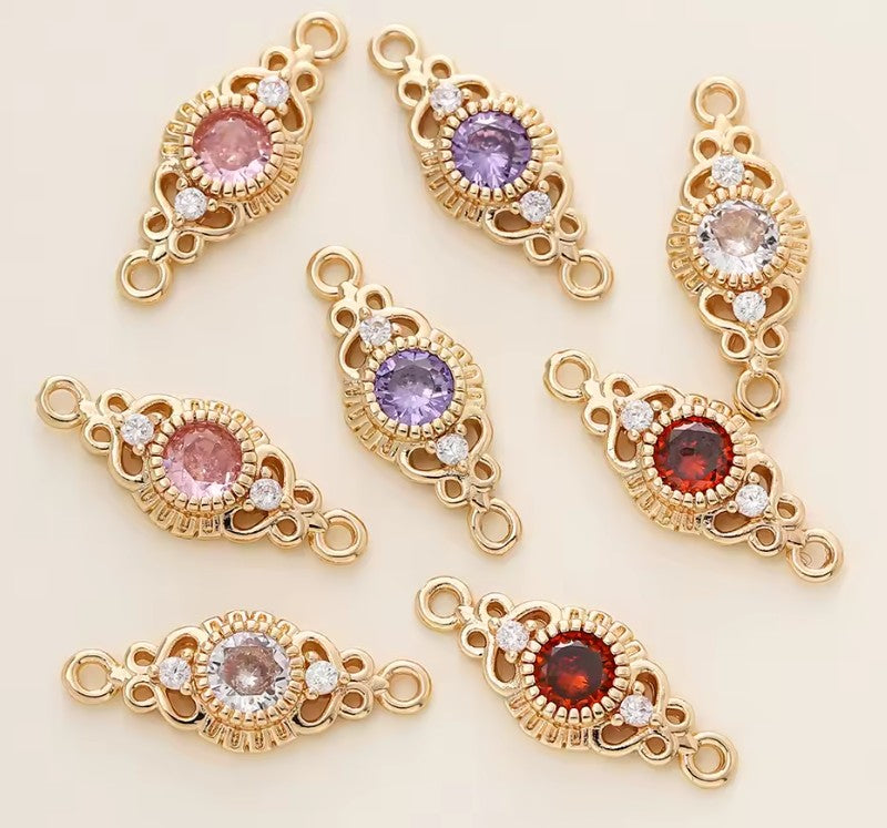 18K Gold Plated  2 Holes Oval Connector
