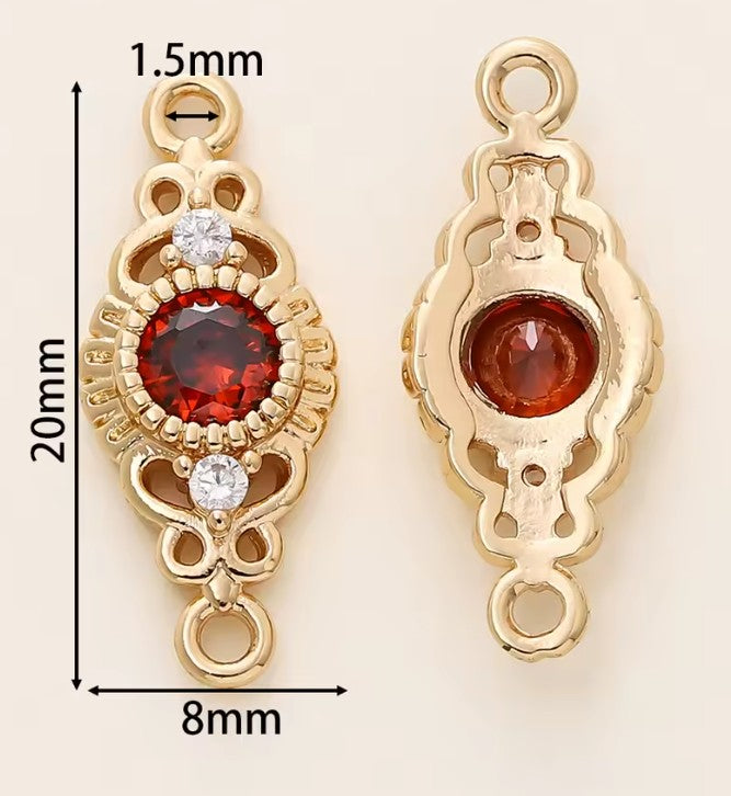 18K Gold Plated  2 Holes Oval Connector