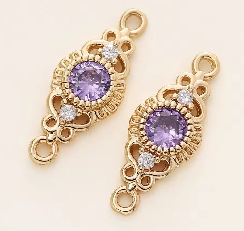 18K Gold Plated  2 Holes Oval Connector