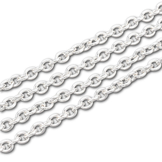 Silver Plated Cable Chain 4x3mm - 1 Meter
