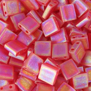 Miyuki Tila Beads - 5g Bag – Matte Transparent Red Orange AB - TL0140FR