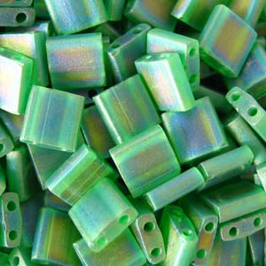 Miyuki Tila Beads - 5g Bag - Matte Transparent Green AB - TL0146FR