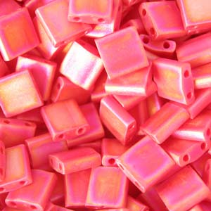 Miyuki Tila Beads - 5g Bag - Matte OP Red AB - TL0408FR