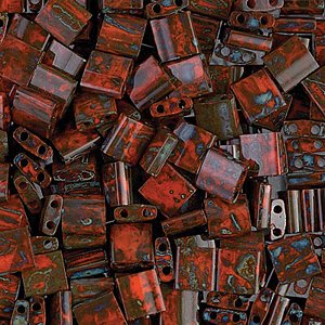 Miyuki Tila Beads - 5g Bag – Opaque Orange Picasso - TL4520