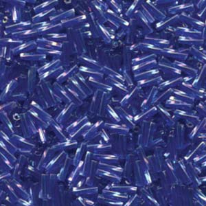 6x2mm Twisted Miyuki Bugle Beads 10g – Transparent Cobalt AB