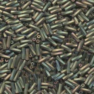 6x2mm Twisted Miyuki Bugle Beads 10g – Matte Metallic Khaki Iris