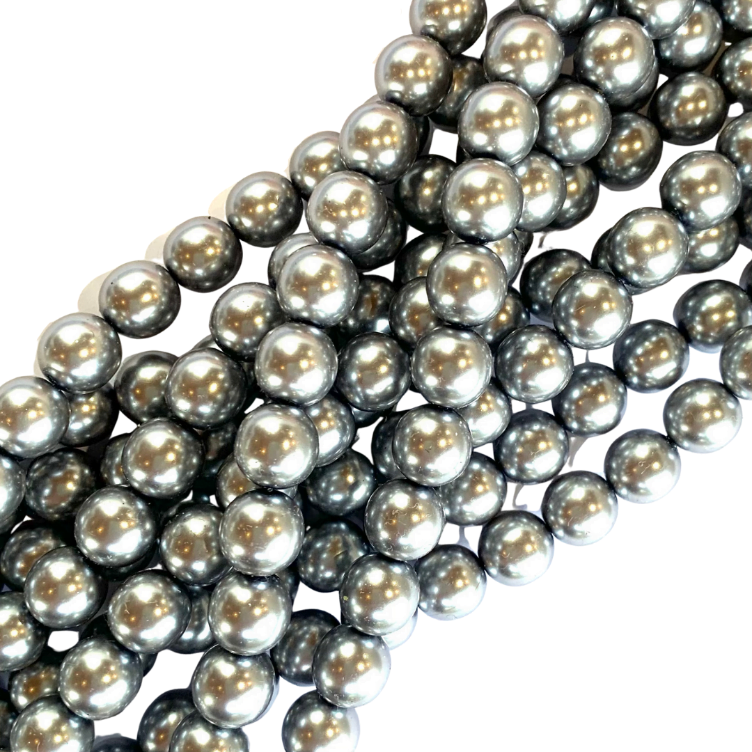 10mm Czech Round Glass Pearl - Pack of 20 – 70484 – Silver Grey