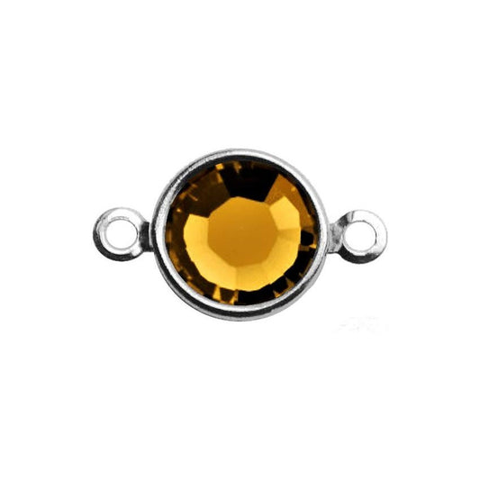 Silver Plated Preciosa Birthstone Channel Link - 6mm - Topaz (November Birthstone)