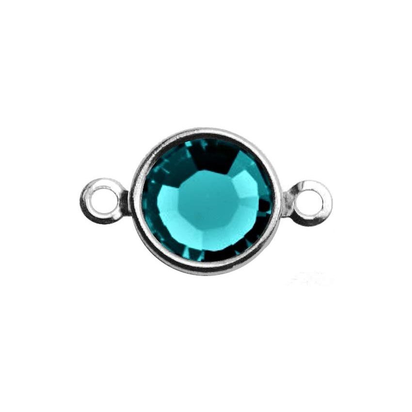 Silver Plated Preciosa Birthstone Channel Link – 6mm – Blue Zircon (December Birthstone)