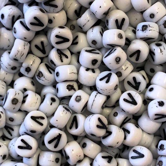 Czech Glass Alphabet Bead - V