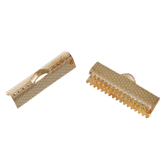 Rose Gold Plated Ribbon Clamp 20x8mm - Pack of 2