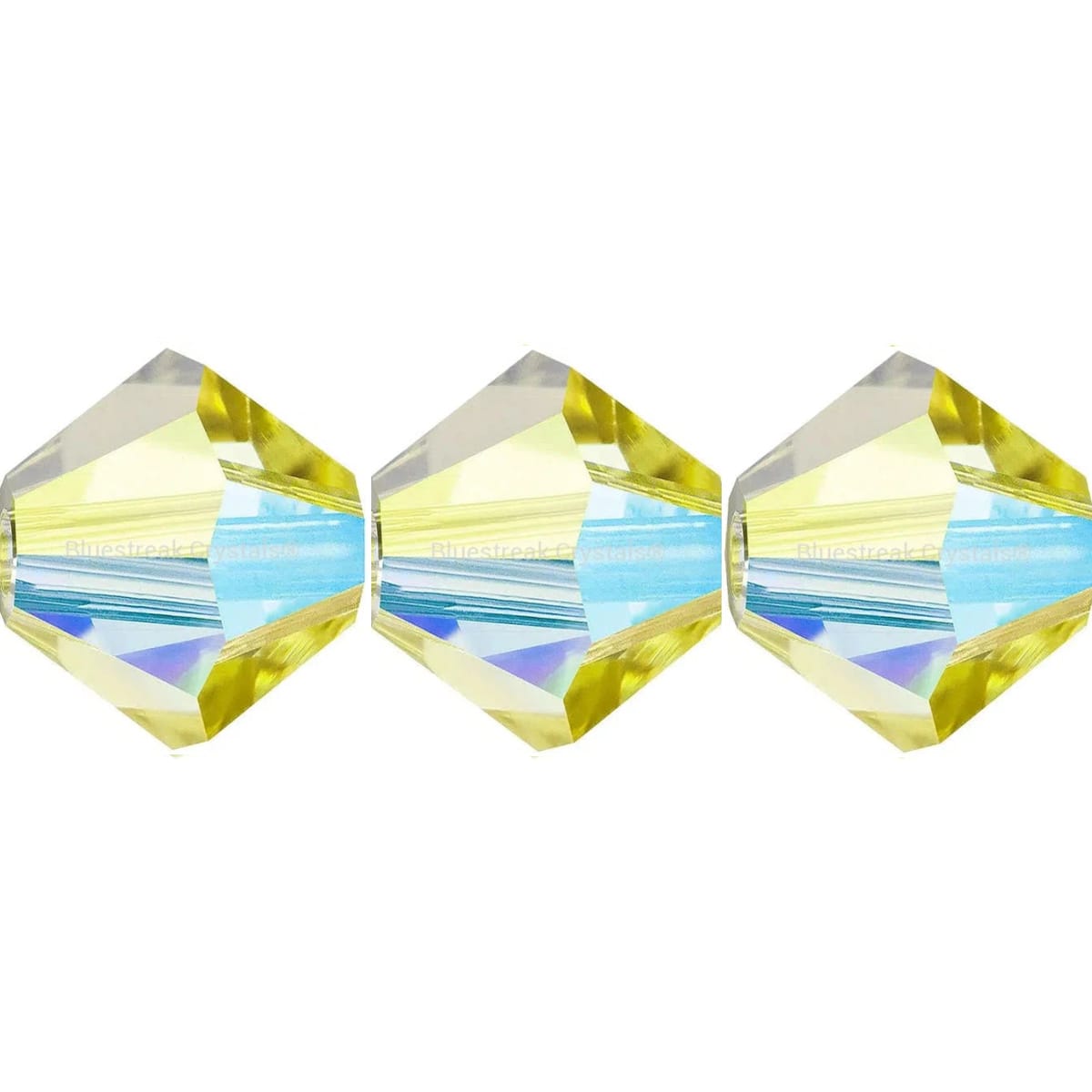 3mm Preciosa Bicones – Acid Yellow AB – Pack of 30