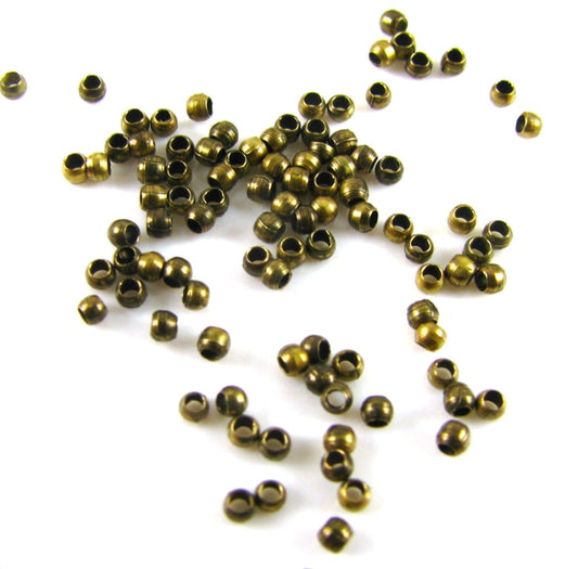 Antique Brass Large Crimps 2.5mm – 1g Bag (approx 40)