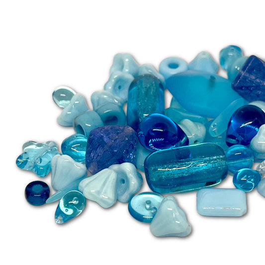 Preciosa Pressed Glass Aqua Mix - Approx 50g