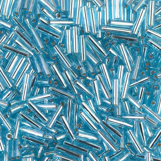 6mm Miyuki Bugle Beads 10g – Aqua Silver Lined - 18