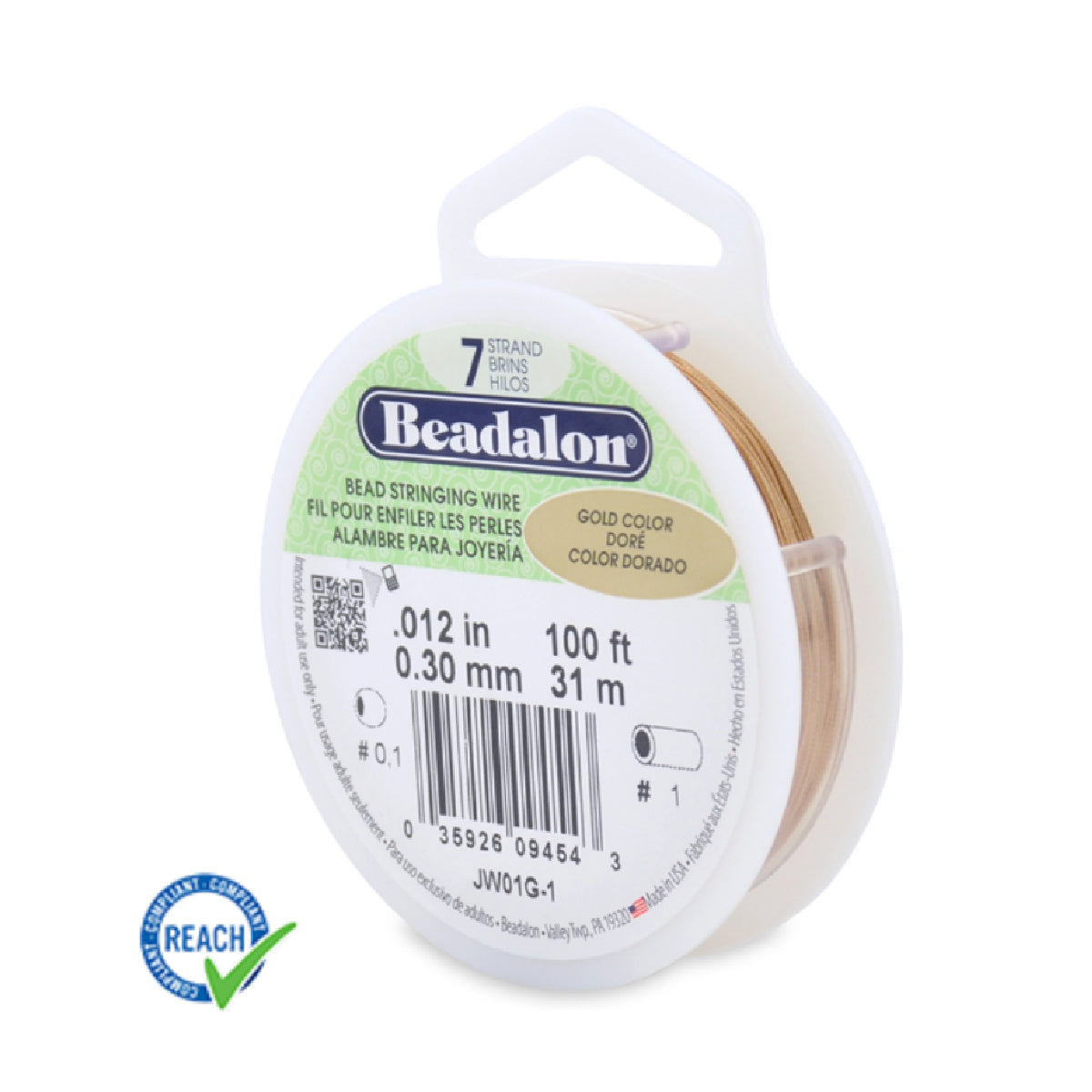 Beadalon 7 Strand 0.15 - 30ft Spool – Gold Colour
