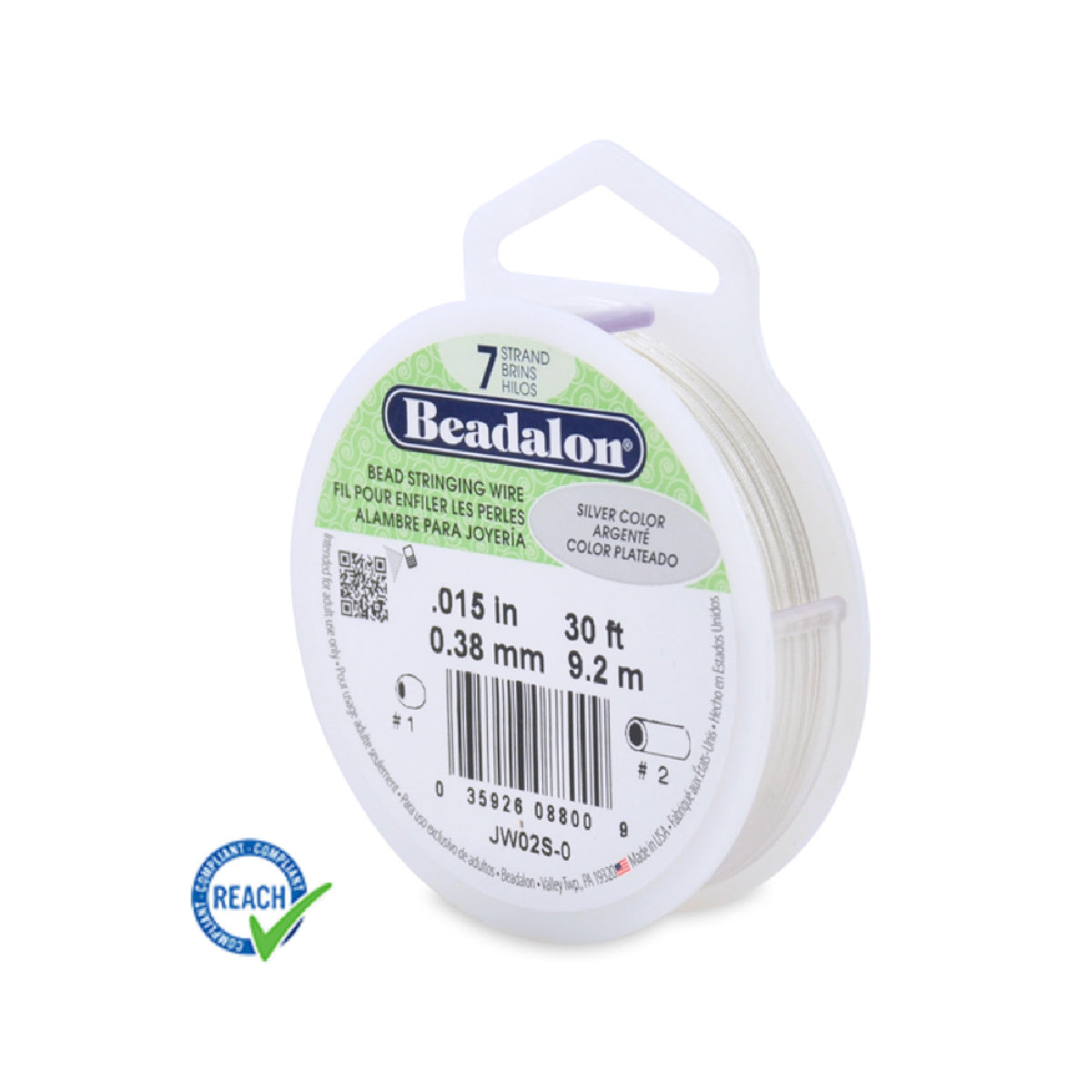 Beadalon 7 Strand 0.15 - 30ft Spool – Silver Colour