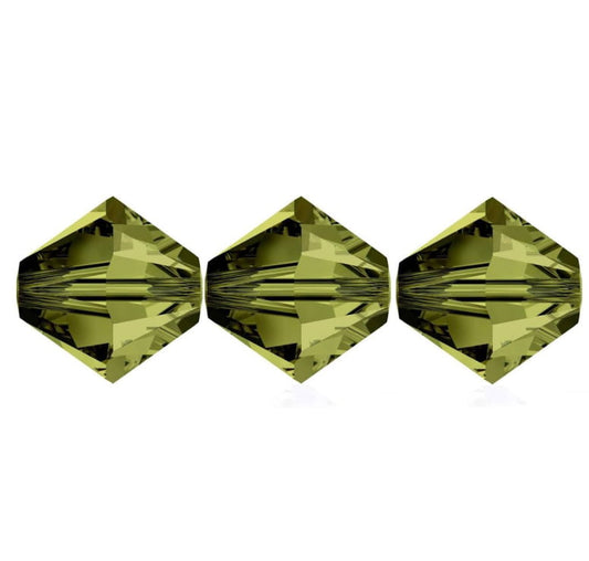 3mm Preciosa Bicones – Olivine – Pack of 30