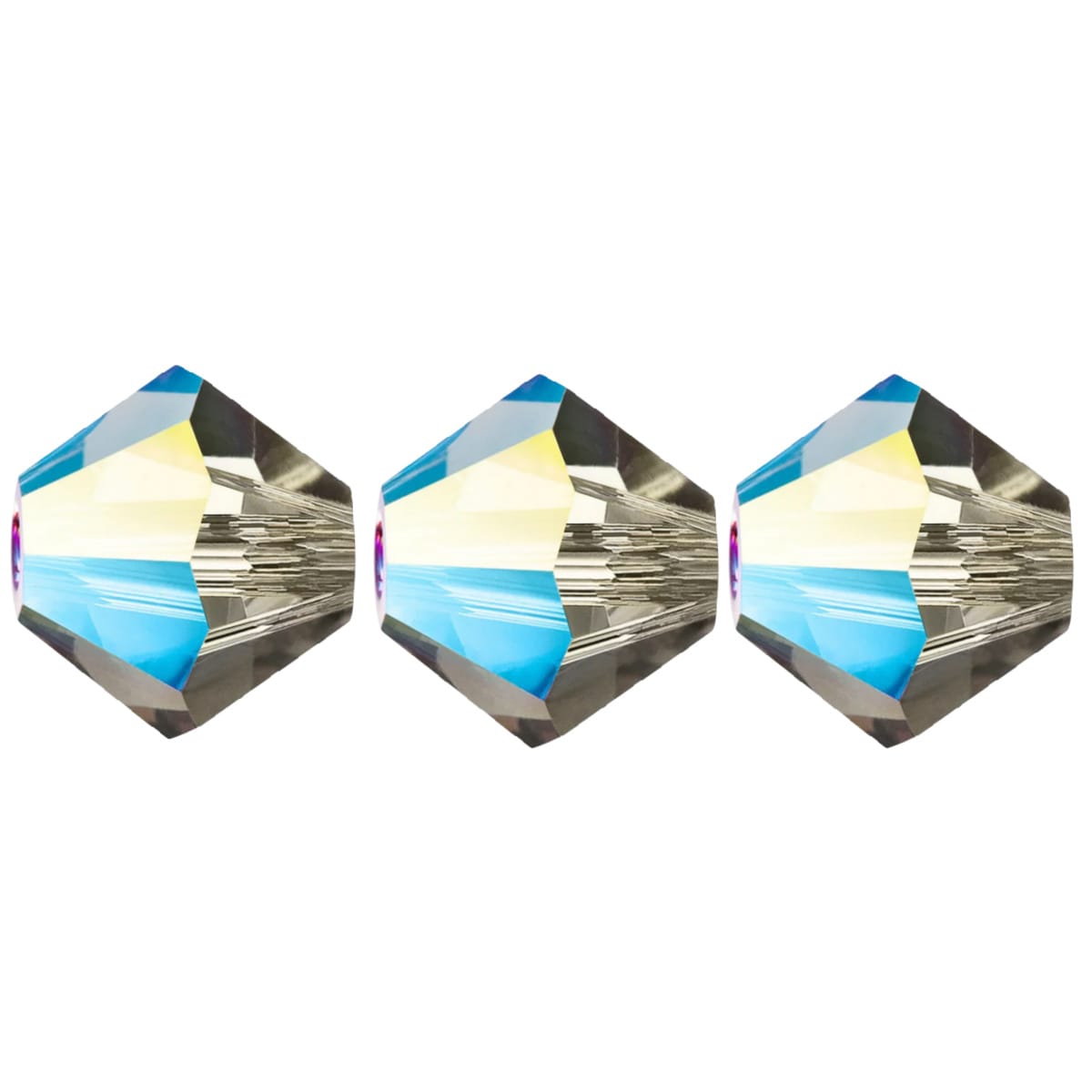 4mm Preciosa Bicones – Black Diamond Glitter – Pack of 30