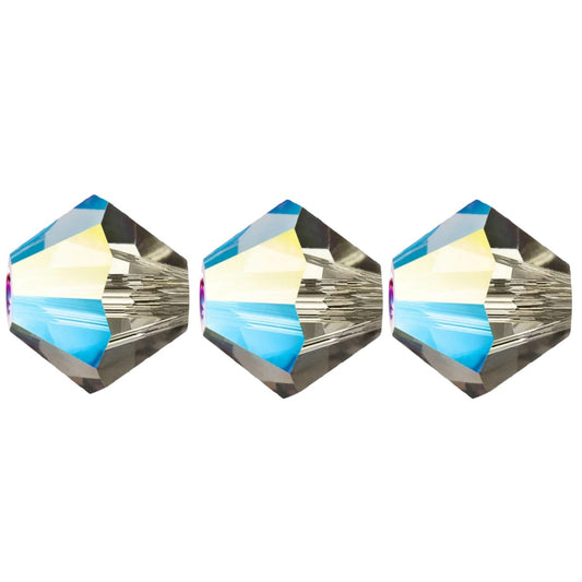 4mm Preciosa Bicones – Black Diamond Glitter – Pack of 30