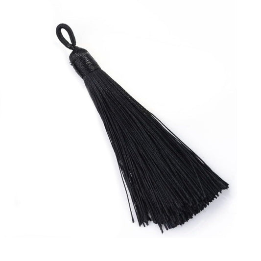 Long 8cm Satin Tassel - Black