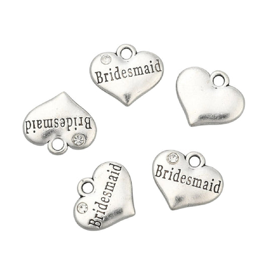 Silver Plated Bridesmaid Charms 14x16mm - Pack of 5