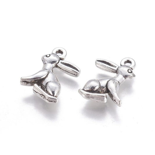 Silver Plated Rabbit Charm 14x10mm - Pack of 5