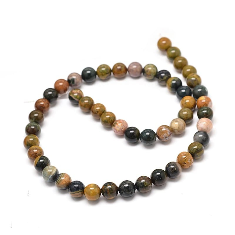 6mm Polished Ocean Jasper Round Bead Strand – Approx 58 beads