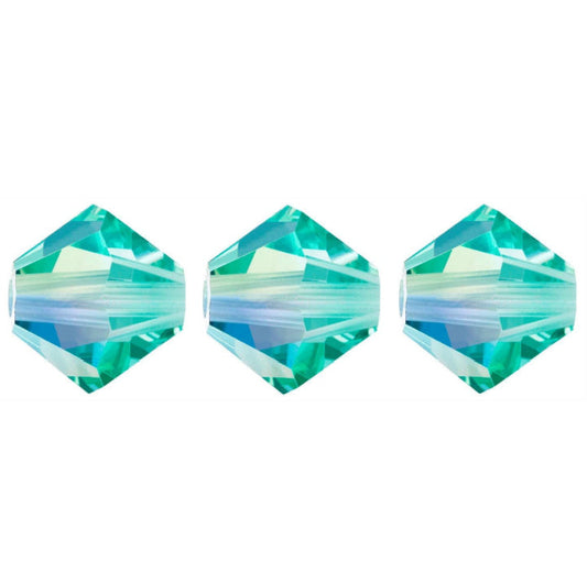 4mm Preciosa Bicones – Caribbean Sea AB2X – Pack of 30