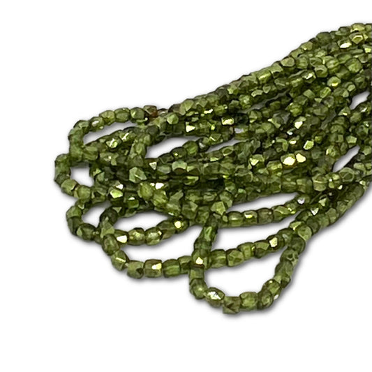 2mm True2 Firepolish Beads - Strand of Approx 150 - Olive Metallic Ice