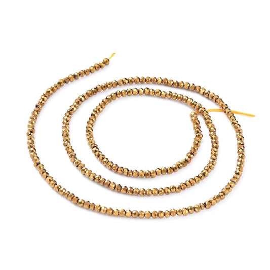 Etoile Micro Crystal  Rondelles 2×1.5mm – Strand of approx 200 – Antique Brass