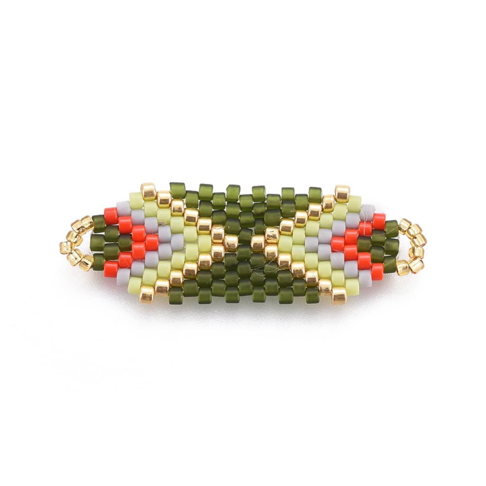 Handmade Beaded Hexagonal Charm 36x12mm - Design 3