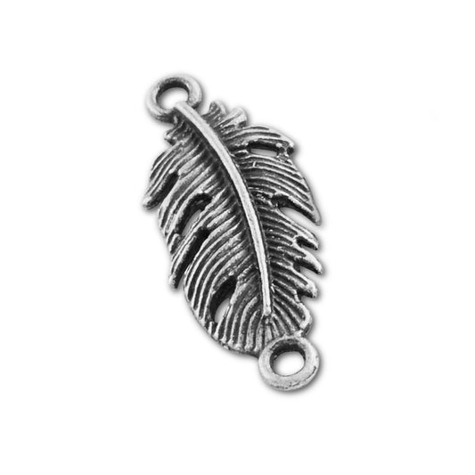 Antique Silver Feather Connector 25x14mm
