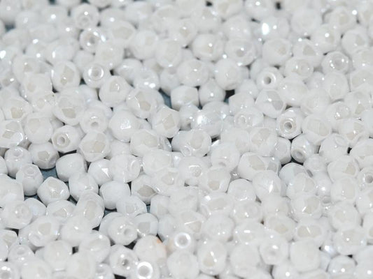 3mm Czech Fire Polish – 03000/21402 – Chalk White Shimmer x 100