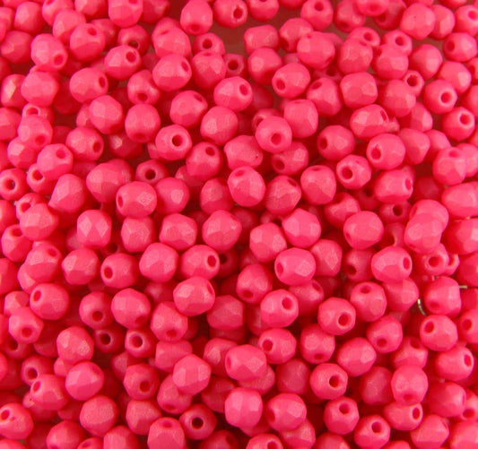 3mm Czech Fire Polish – 02010/29574 – Matte Watermelon x 100