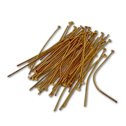 2 Inch Gold Plated Headpins 0.7mm Thick – Bag of 50 (approx)