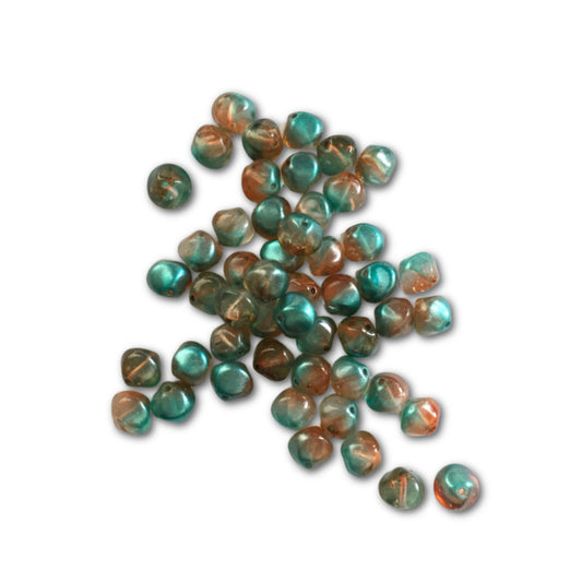 Jablonex Recycled - 10mm Organic Bicone - Green & Orange - Pack of 10