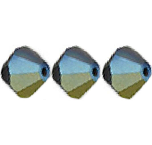 4mm Preciosa Bicones – Jet Matte AB – Pack of 30