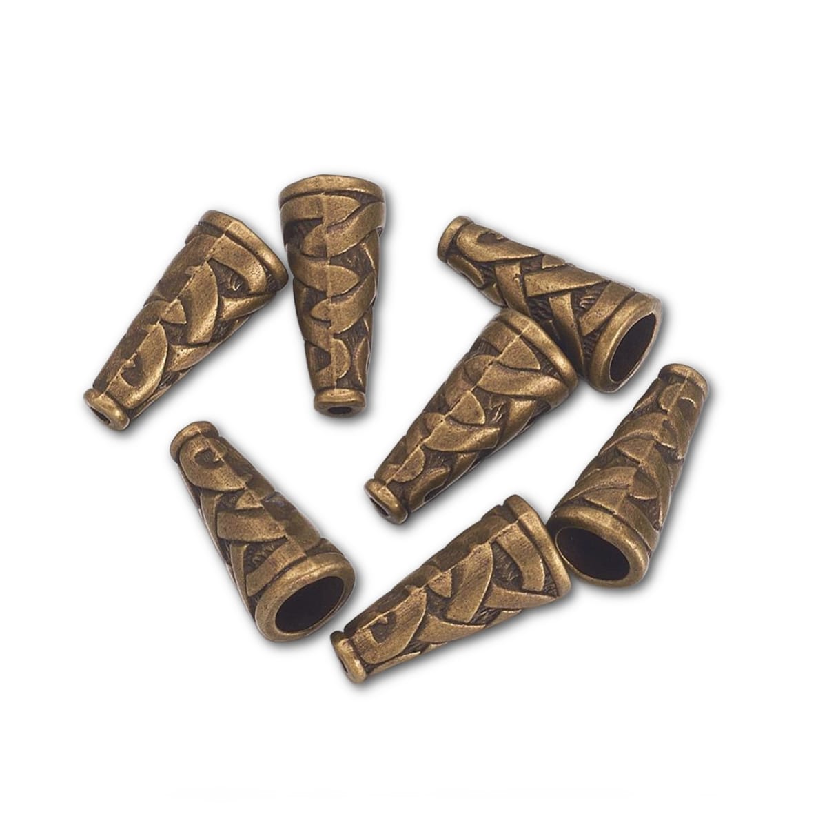 Antique Brass 18x8mm Lattice Bead Cone – Bag of 5