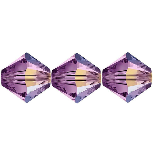 4mm Preciosa Bicones – Light Amethyst AB – Pack of 30