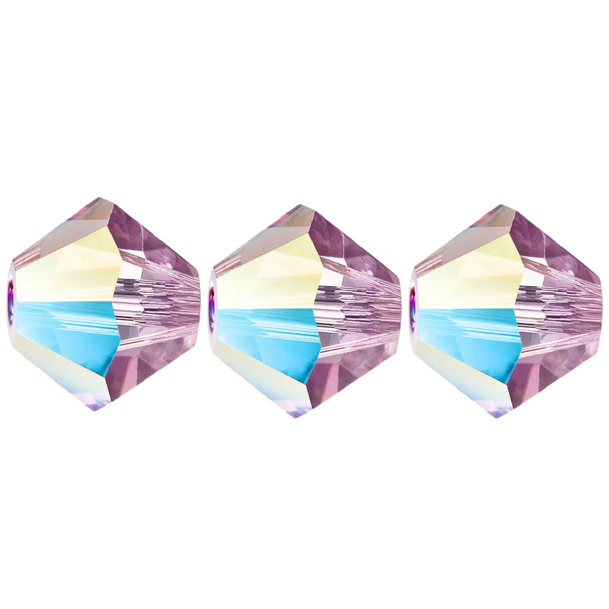 3mm Preciosa Bicones – Light Amethyst Glitter – Pack of 30