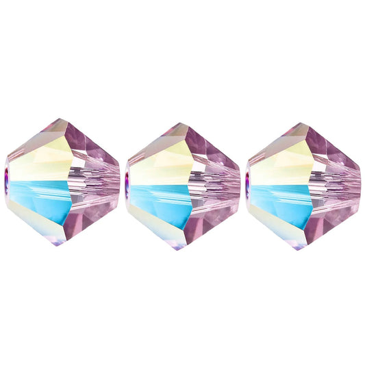 4mm Preciosa Bicones – Light Amethyst Glitter – Pack of 30