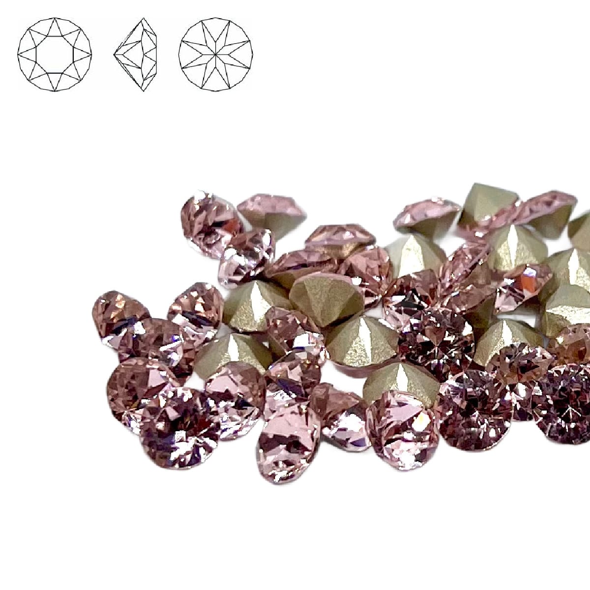 Aurora Pointy Back Chaton (C1088) SS29 – 6mm – Light Rose – Pack of 2