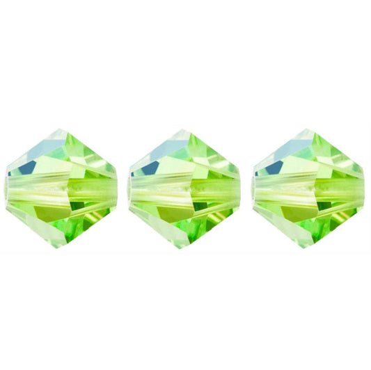 4mm Preciosa Bicones – Limecicle AB – Pack of 30